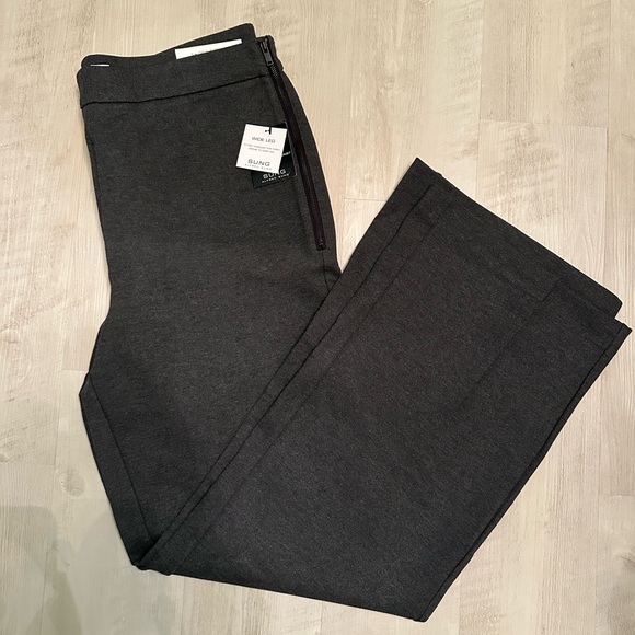 ALFRED SUNG Charcoal Wide Leg Pants - Picture 3 of 9